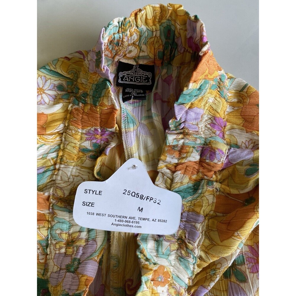 NWT Angie Womens Yellow Floral Elastic Waist Shorts Size M 100% Rayon - Picture 8 of 10